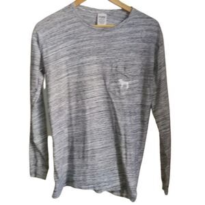 PINK Grey & White Dog Sequins Cotton Long Sleeves Sweatshirt Size XS